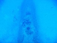 Descending towards the pressure hull of the US submarine Apogon, Bikini Atoll, summer 2006...