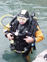 Martin looking harrassed on his rebreather course!