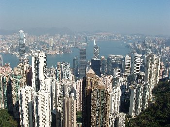 A view of Hong Kong from the top of Victoria Peak...