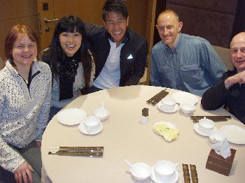 TJ, Bonnie, Jonn Lau, Mike Holroyd and Andy Cronshaw... about to tuck into snake soup on New Years Eve!
