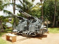 A quad AA gun exactly the same as those we had seen underwater on the Saratoga at Bikini Atoll...